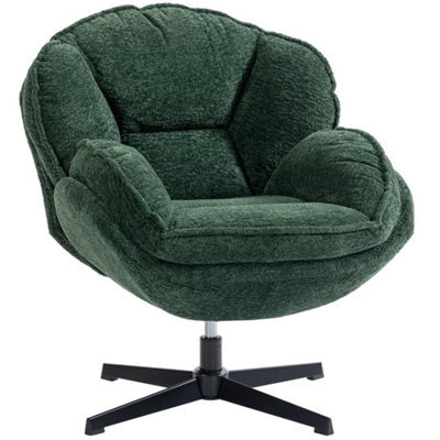 Modern Wingback Accent Chair With Swivel For Living Room Dark Green - image 1