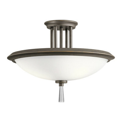 Elegant 3 Bulb Semi Flush Light With Opaque Glass And Crystal Accents In Olde Bronze Finish - image 1