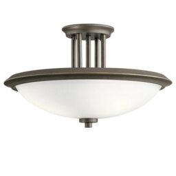 Elegant 3 Bulb Semi Flush Light With Opaque Glass And Crystal Accents In Olde Bronze Finish - thumbnail 2