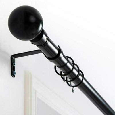 Aspire Homeware Plain Metal Curtain Pole With Ball Finials Extendable Rod 120-210 Cm (Matte Black) - image 1