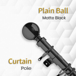 Aspire Homeware Plain Metal Curtain Pole With Ball Finials Extendable Rod 120-210 Cm (Matte Black) - thumbnail 7