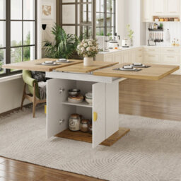 Matteo Extendable Dining Table With Storage, Wood Veneer & Sun-Relief Detail - 110-140Cm X 70Cm - thumbnail 4