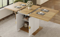 Matteo Extendable Dining Table With Storage, Wood Veneer & Sun-Relief Detail - 110-140Cm X 70Cm - thumbnail 9