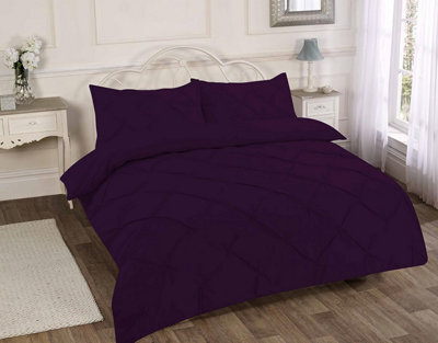 Homes & Linen Pintuck Pinch Pleated Alexandra Duvet Cover Set Easy Care Polycotton Bedding Set