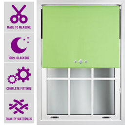 Furnished Triple Square Eyelet Blackout Blind Free Cut Service - Lime (W)180Cm X (L)210Cm
