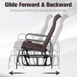 Outsunny Outdoor Gliding Rocking Chair W/ Metal Frame For Patio, Garden, Brown - thumbnail 7