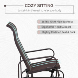 Outsunny Outdoor Gliding Rocking Chair W/ Metal Frame For Patio, Garden, Brown - thumbnail 5