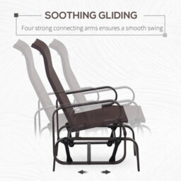 Outsunny Outdoor Gliding Rocking Chair W/ Metal Frame For Patio, Garden, Brown - thumbnail 4