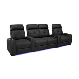 Valencia Verona Power Headrest Home Theater Seating Row Of 4 Loveseat Center Black Nappa Leather Power Recliner Led Cup Holder