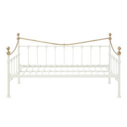 SlumberWorx Newnham Classic Victorian Style Living Room Bedroom White Metal Day Bed Frame - thumbnail 5