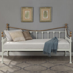 SlumberWorx Newnham Classic Victorian Style Living Room Bedroom White Metal Day Bed Frame - thumbnail 2