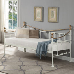 SlumberWorx Newnham Classic Victorian Style Living Room Bedroom White Metal Day Bed Frame