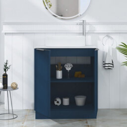 Royal Bathrooms Evora 700mm Midnight Blue Fluted Floor Standing Countertop Vanity Unit 2 Door With Lyon Basin - thumbnail 3