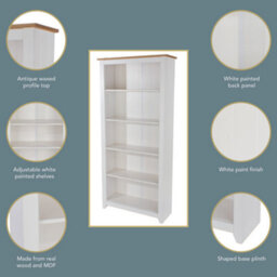 Core Products Capri White 5 Shelf Tall Bookcase, H176.6Cm X W80.0Cm X D29.6Cm - thumbnail 7