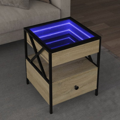 Berkfield Coffee Table With Infinity Led Sonoma Oak 40X40X51 Cm - image 1