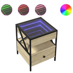 Berkfield Coffee Table With Infinity Led Sonoma Oak 40X40X51 Cm - thumbnail 2