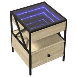 Berkfield Coffee Table With Infinity Led Sonoma Oak 40X40X51 Cm - thumbnail 3