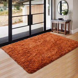 Oxford Homeware Shaggy Rug Anti-Slip Washable Soft Fluffy Living Room And Bedroom Rug (Rust, 60X110Cm) - thumbnail 6