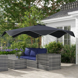 Outsunny Garden Parasol Umbrella With Led Lights And Tilt, Table Umbrella - thumbnail 1