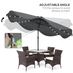 Outsunny Garden Parasol Umbrella With Led Lights And Tilt, Table Umbrella - thumbnail 5