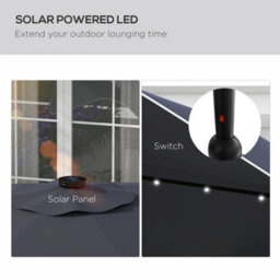 Outsunny Garden Parasol Umbrella With Led Lights And Tilt, Table Umbrella - thumbnail 4