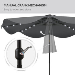 Outsunny Garden Parasol Umbrella With Led Lights And Tilt, Table Umbrella - thumbnail 7