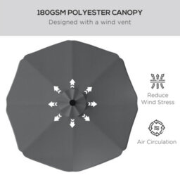 Outsunny Garden Parasol Umbrella With Led Lights And Tilt, Table Umbrella - thumbnail 6