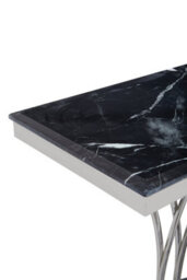 Orsina  Black Marble And Silver Console Table For Livingroom, Metallic Finish Storage Table, Accent Table For Patio - thumbnail 4