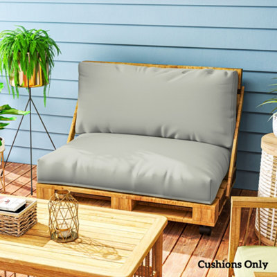 Outsunny 2 Seat Pallet Cushions 20Cm Thick Outdoor Seat Pads, Light Grey - image 1