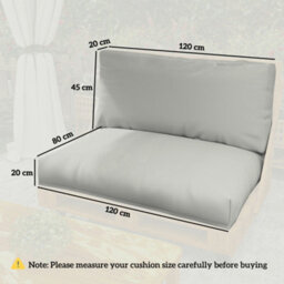 Outsunny 2 Seat Pallet Cushions 20Cm Thick Outdoor Seat Pads, Light Grey - thumbnail 3