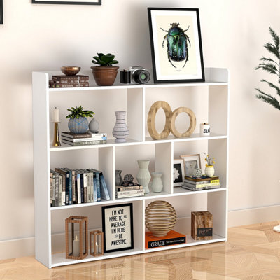 7 Cube Wooden Bookcase Shelving Display Shelves Storage Unit Wood Shelf - image 1