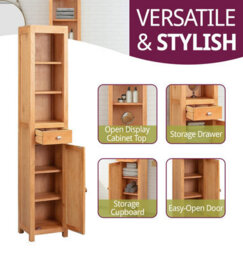 Hallowood Furniture Waverly Oak Tall Bathroom Cabinet - thumbnail 5