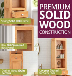 Hallowood Furniture Waverly Oak Tall Bathroom Cabinet - thumbnail 4