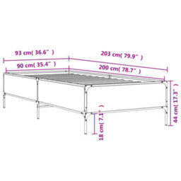 Berkfield Bed Frame Without Mattress Grey Sonoma 90X200 Cm - thumbnail 9