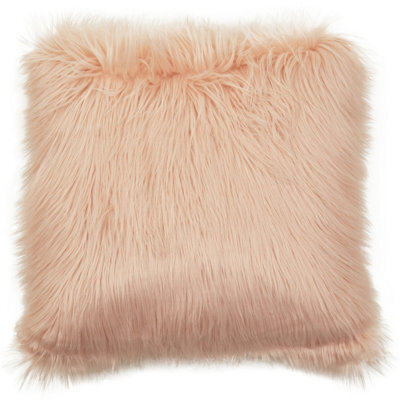 Orsina Bosie Mongolian Faux Fur Pink Square Cushion - image 1