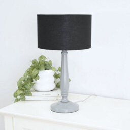 Valuelights Victoria Traditional Grey Wood Candlestick Table Lamp With Black Drum Shade - Led Bulb Included - thumbnail 5