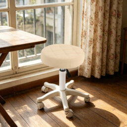Round Rolling Stool With Wheels, Salon Stool Round Bar Stool Adjustable - thumbnail 3