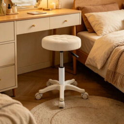 Round Rolling Stool With Wheels, Salon Stool Round Bar Stool Adjustable - thumbnail 4