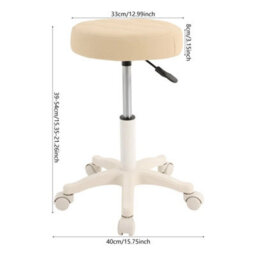 Round Rolling Stool With Wheels, Salon Stool Round Bar Stool Adjustable - thumbnail 2