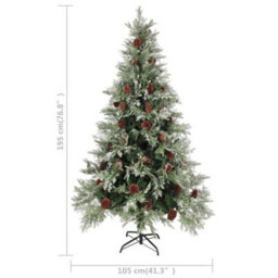 Berkfield Christmas Tree With Pine Cones Green And White 195 Cm Pvc&pe - thumbnail 5