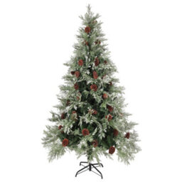 Berkfield Christmas Tree With Pine Cones Green And White 195 Cm Pvc&pe - thumbnail 2