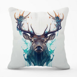 Warren Reed Designer Stag Face Splashart Outdoor Cushion 45Cm X 45Cm - thumbnail 1