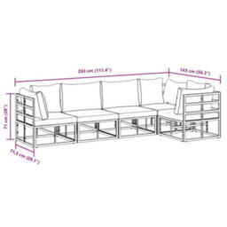 Berkfield Garden Sofa Set With Cushion 5 Pcs Black Aluminium - thumbnail 9