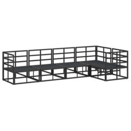 Berkfield Garden Sofa Set With Cushion 5 Pcs Black Aluminium - thumbnail 5