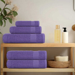 Berkfield Wash Towels 10 Pcs Frogn Purple 30X30 Cm 100% Cotton - thumbnail 3