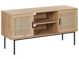 Beliani 2-Door Tv Stand With Natural Rattan Front 120 X 63 Cm - thumbnail 1