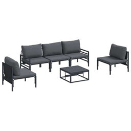 Berkfield Garden Sofa Set 6 Pcs Anthracite Steel - thumbnail 2