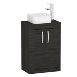 Royal Bathrooms 600mm Hale Black 2 Door Free Standing Bathroom Vanity Unit With Sink & Elena Countertop Basin - thumbnail 4