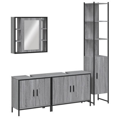 Berkfield Stylish 4 Piece Bathroom Cabinet Set Grey Sonoma Engineered Wood