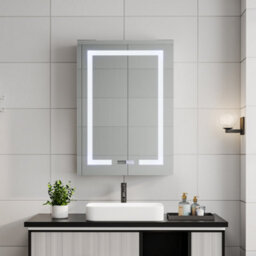 Living And Home Rectangular 1 Door Led Dimmable Touch Switch Mirrored Bathroom Cabinet W 500 X H 700 mm - thumbnail 1